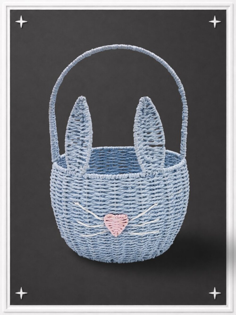 Blue Woven Bunny Rabbit Easter Basket